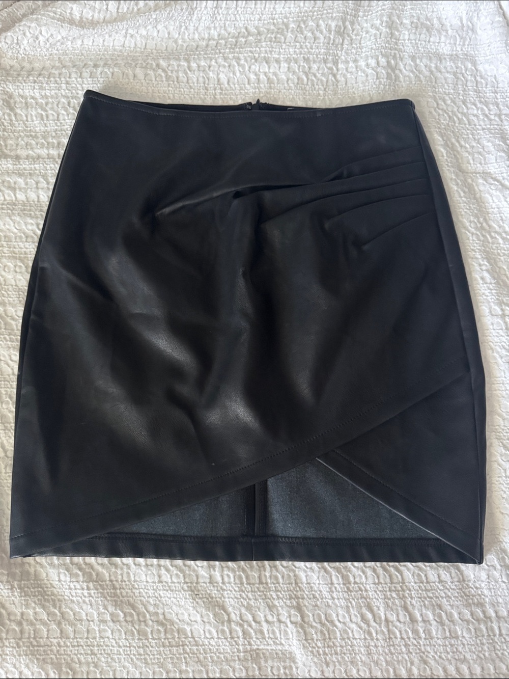 Vici Black Faux Leather Asymmetrical Mini Skirt